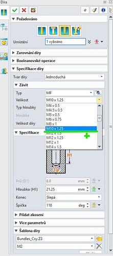 user size thread hole